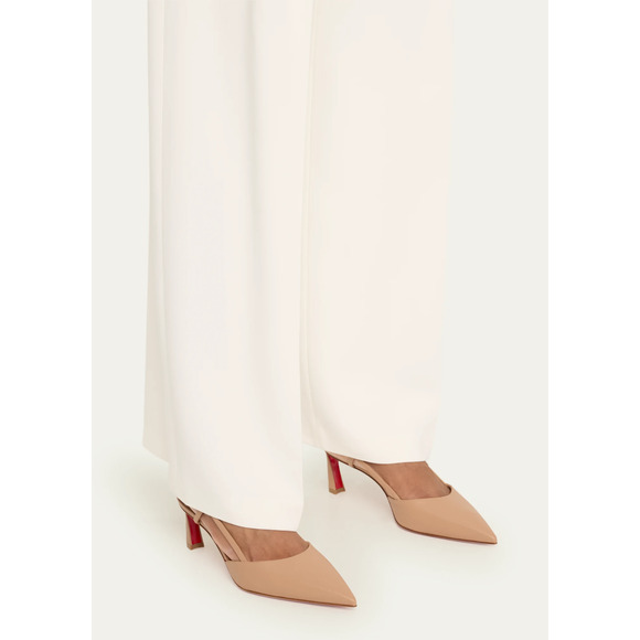 Christian Louboutin Condoroline 55 Blush Nude Leather Slingback Heel Pump 37.5 - Picture 3 of 13